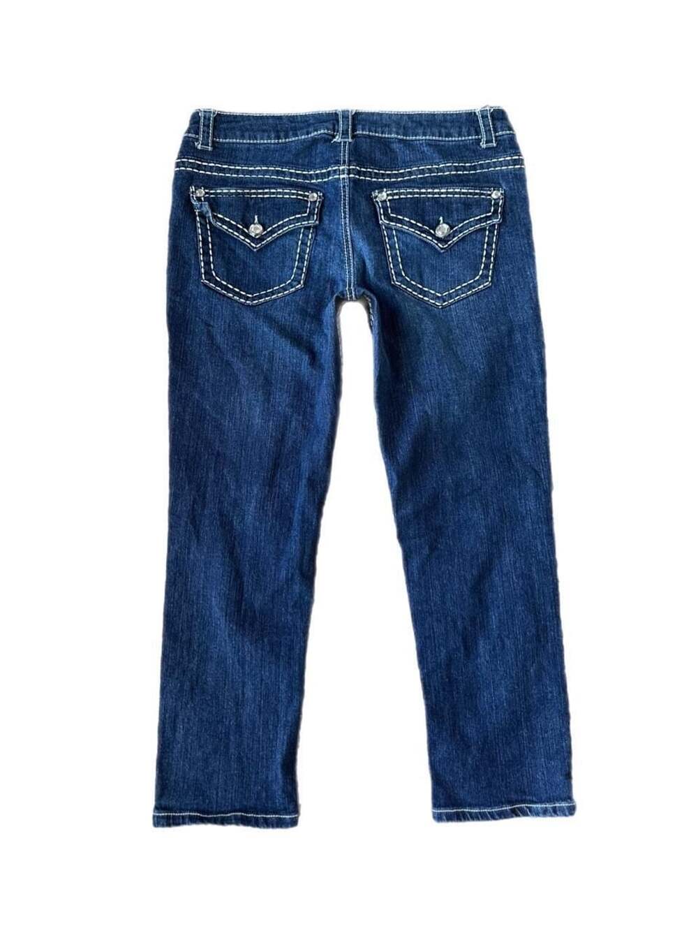 Y2K Paisley Sky Low Rise Straight Leg Capri Jeans Size 10